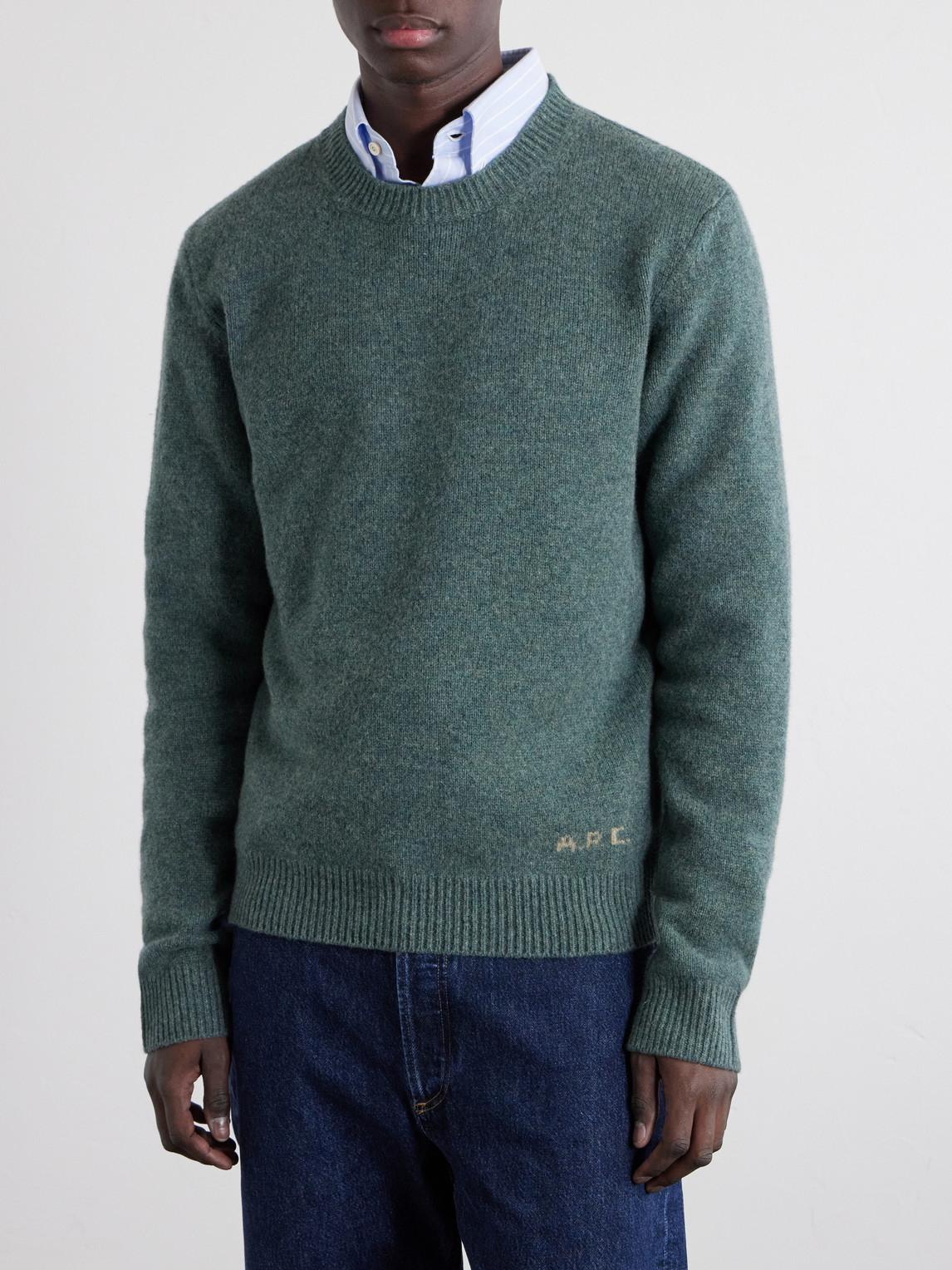  A.p.c. - Edmond Logo-intarsia Wool Sweater - Men - Green - Xs 