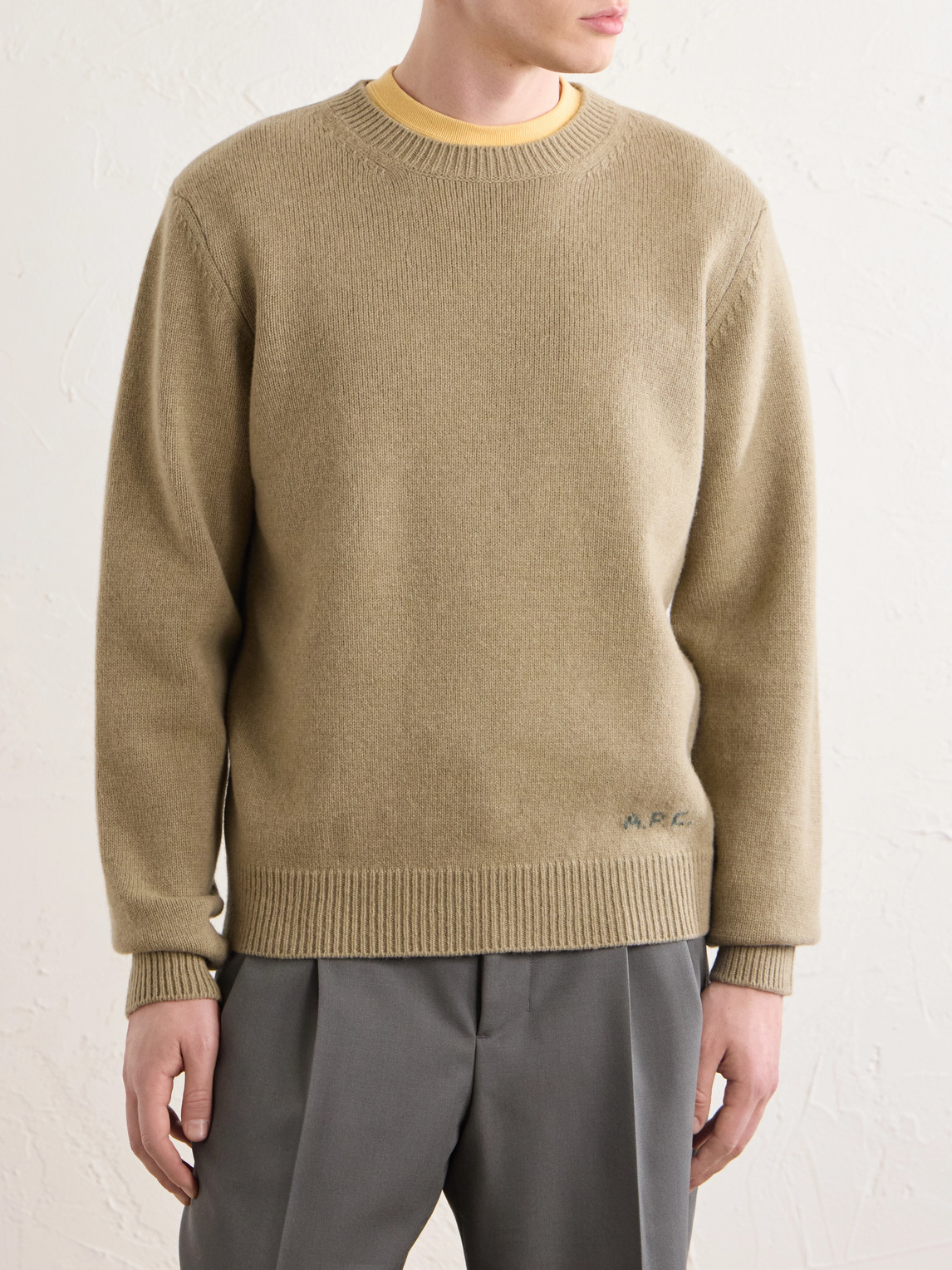  A.p.c. - Edmond Logo-intarsia Wool Sweater - Men - Neutrals - Xs 