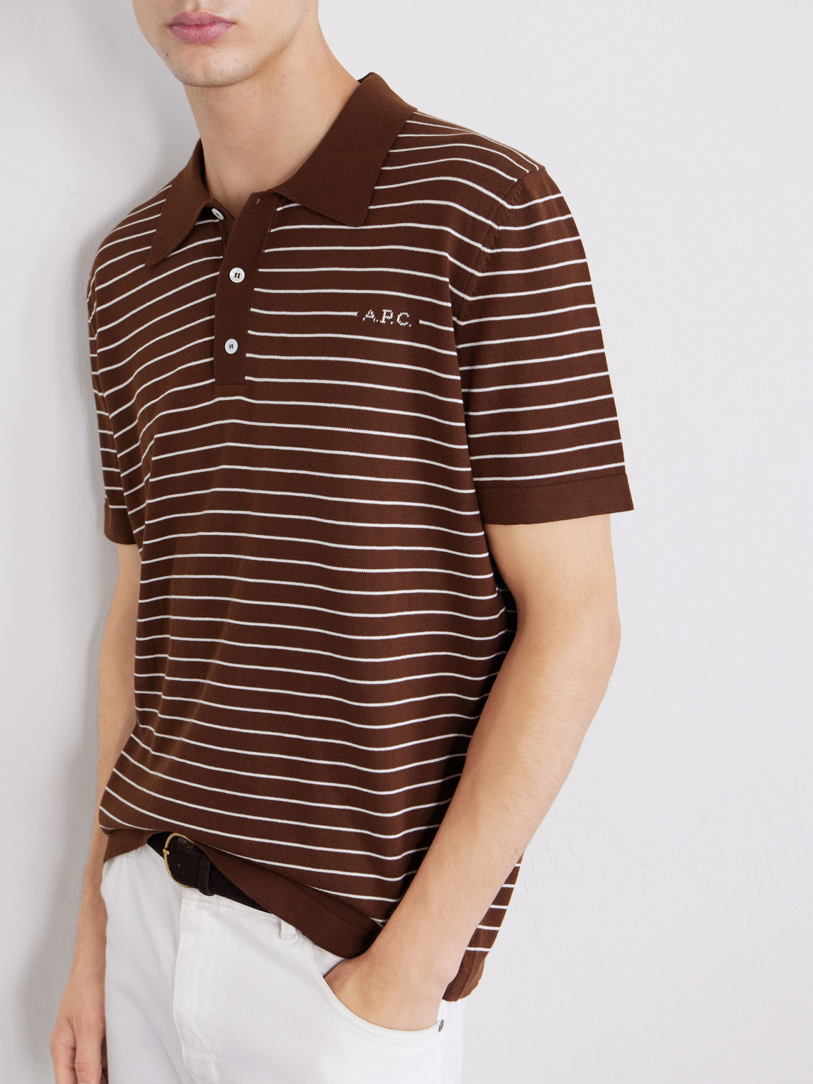 A.P.C. - Tristan Logo-Embroidered Striped Cotton Polo Shirt