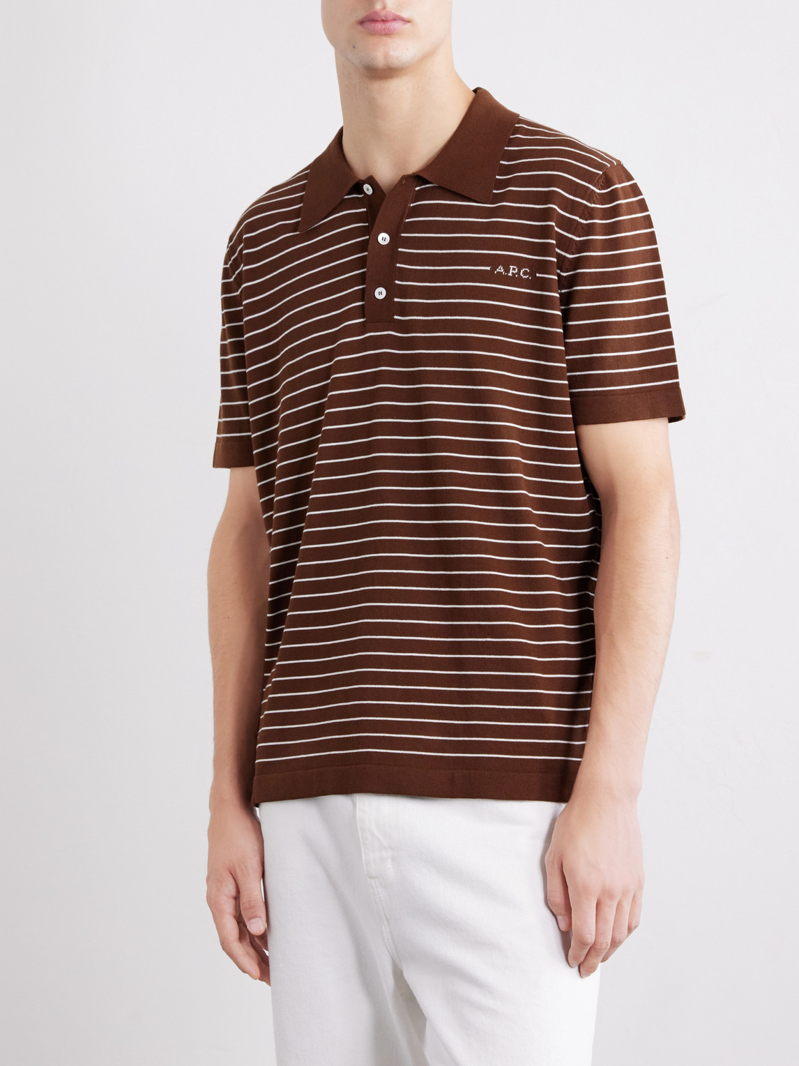A.P.C. - Tristan Logo-Embroidered Striped Cotton Polo Shirt