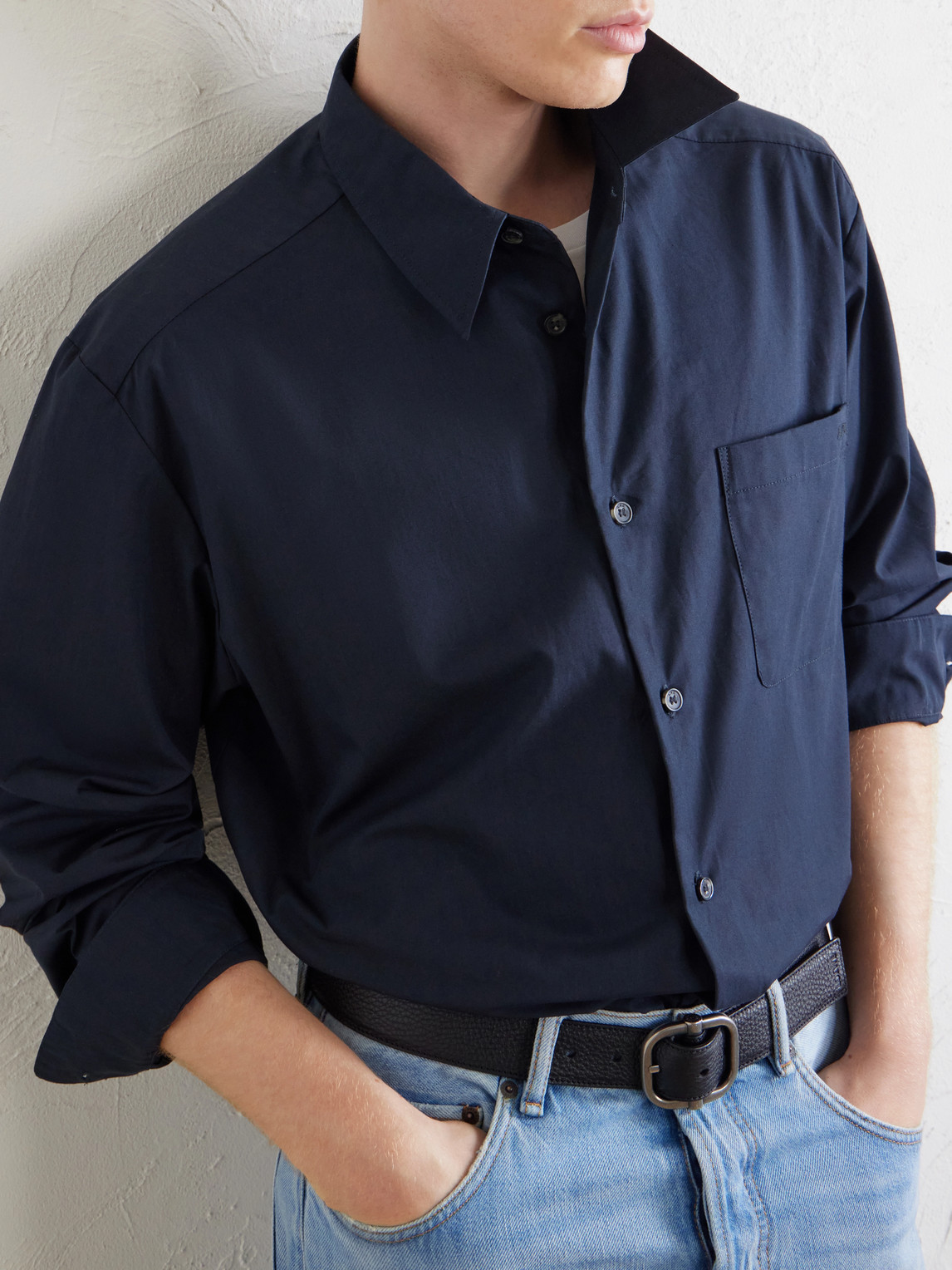 A.P.C. - Malo Logo-Embroidered Organic Cotton-Poplin Shirt