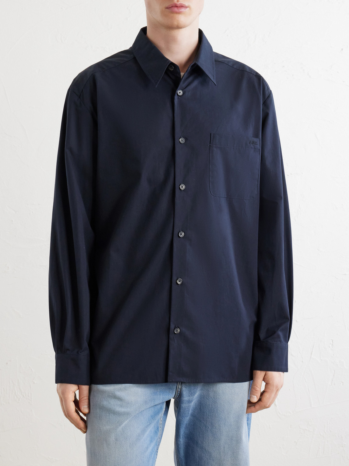 A.P.C. - Malo Logo-Embroidered Organic Cotton-Poplin Shirt