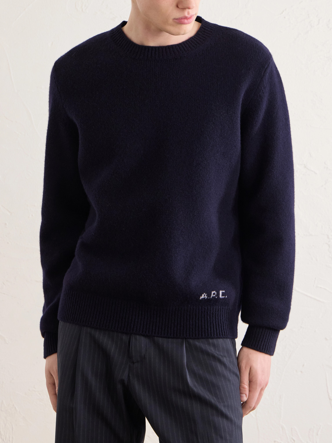  A.p.c. - Edmond Logo-intarsia Wool Sweater - Men - Blue - Xs 