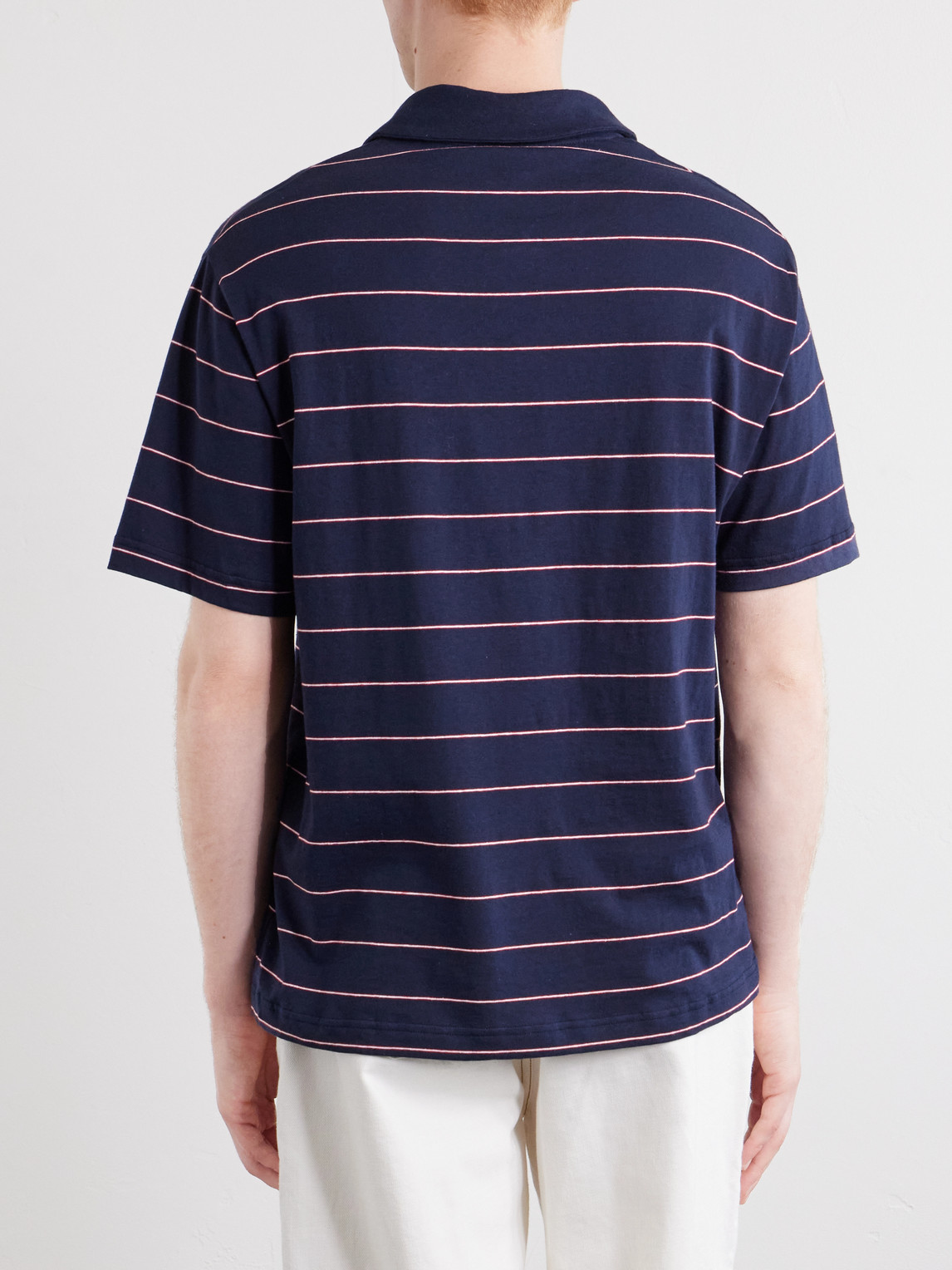 A.P.C. - Henry Striped Cotton-Blend Jersey Polo Shirt