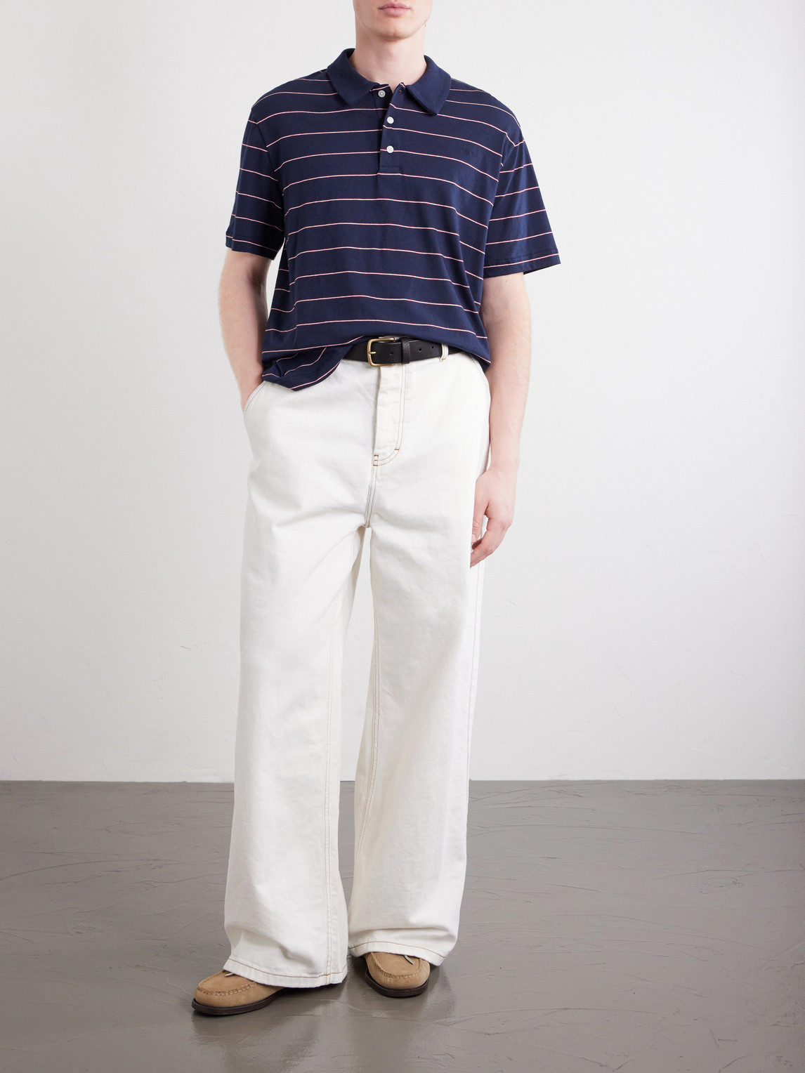 A.P.C. - Henry Striped Cotton-Blend Jersey Polo Shirt