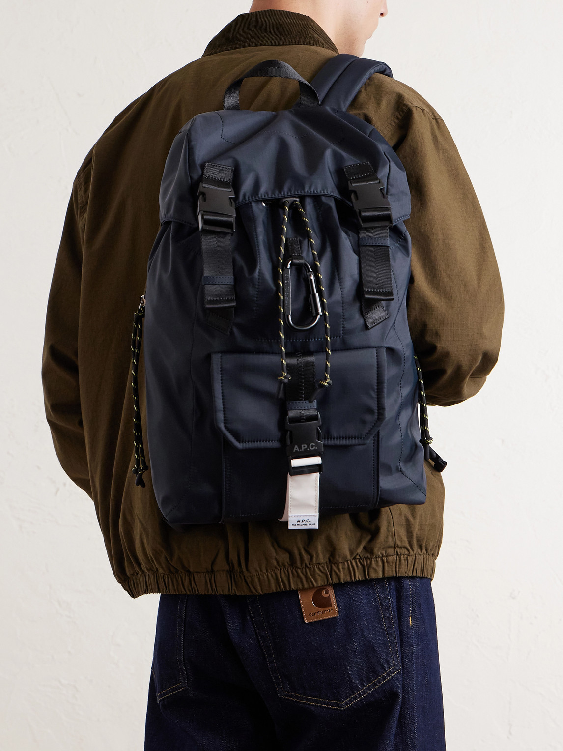 A.p.c. Technical Nylon Backpack With Flap Closure In Blue