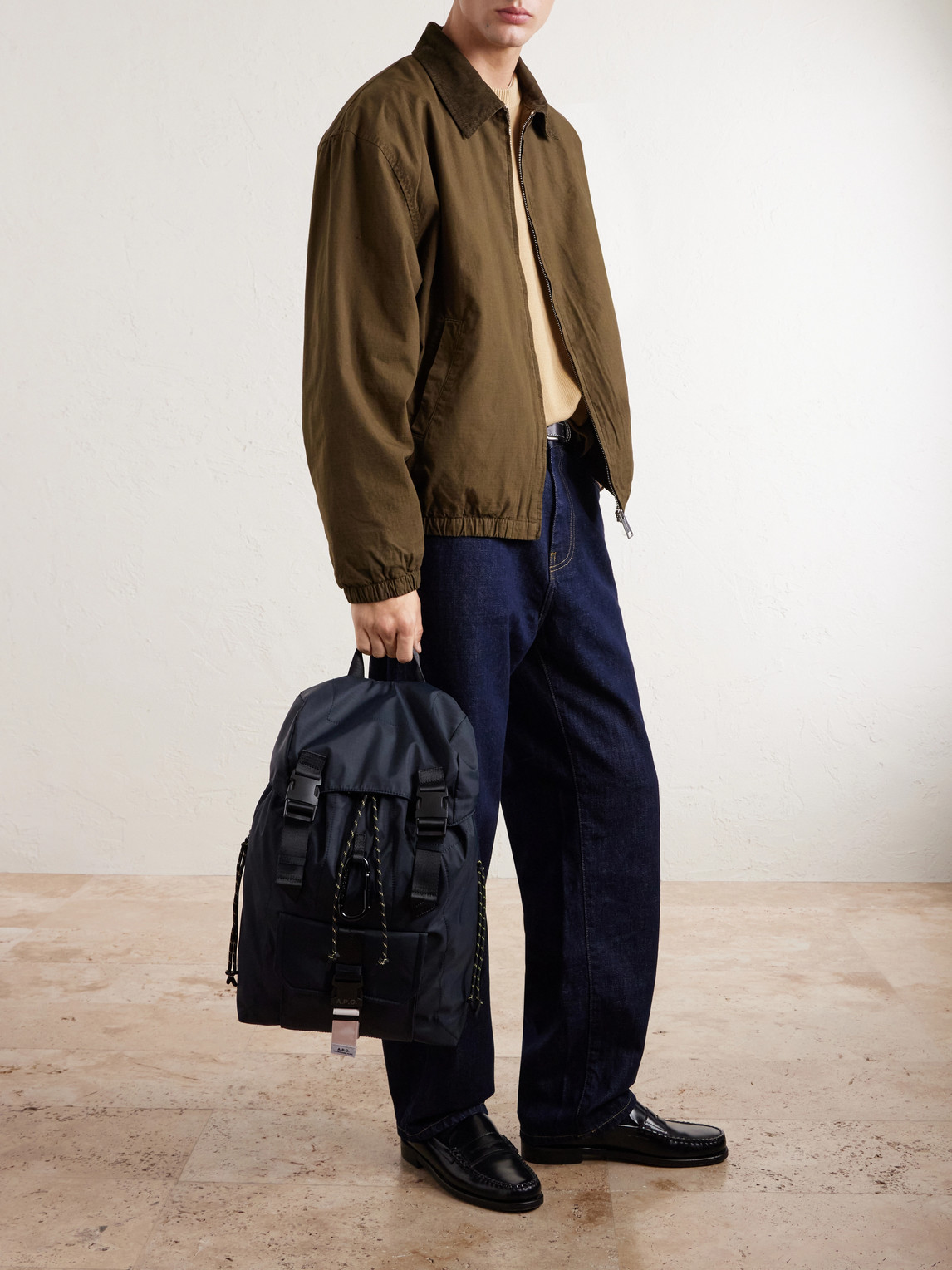 A.p.c. Technical Nylon Backpack With Flap Closure In Blue