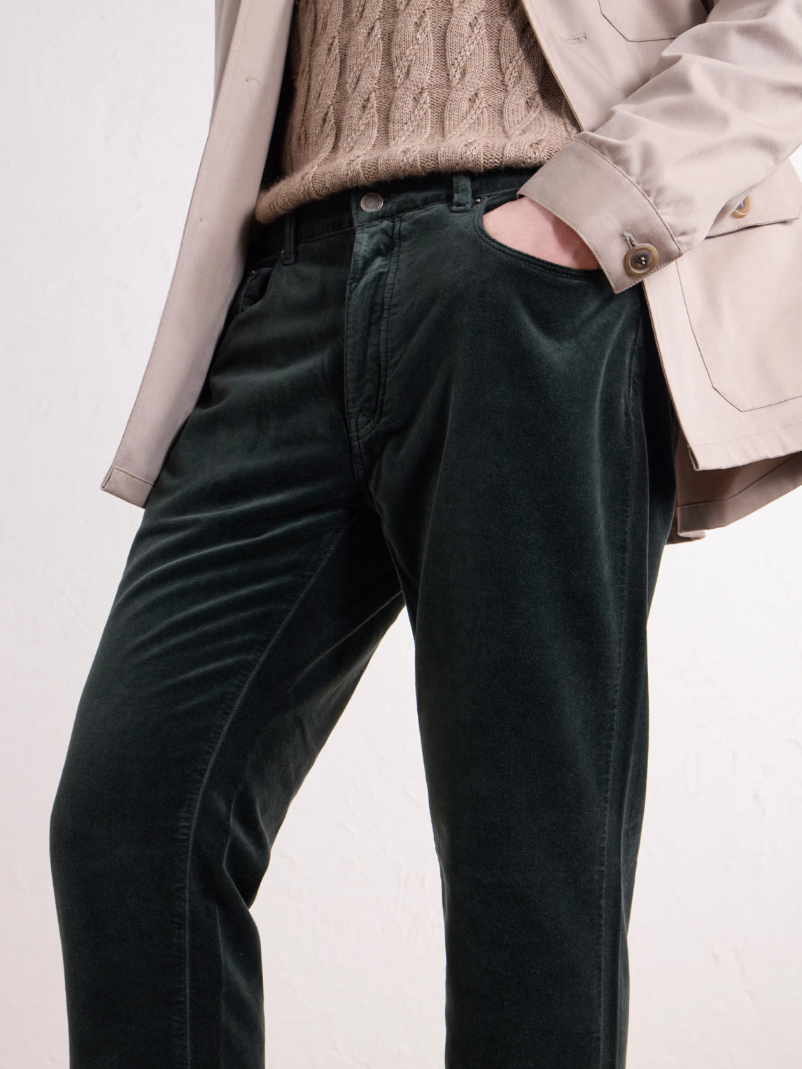Slim-Leg Cotton-Velvet Trousers
