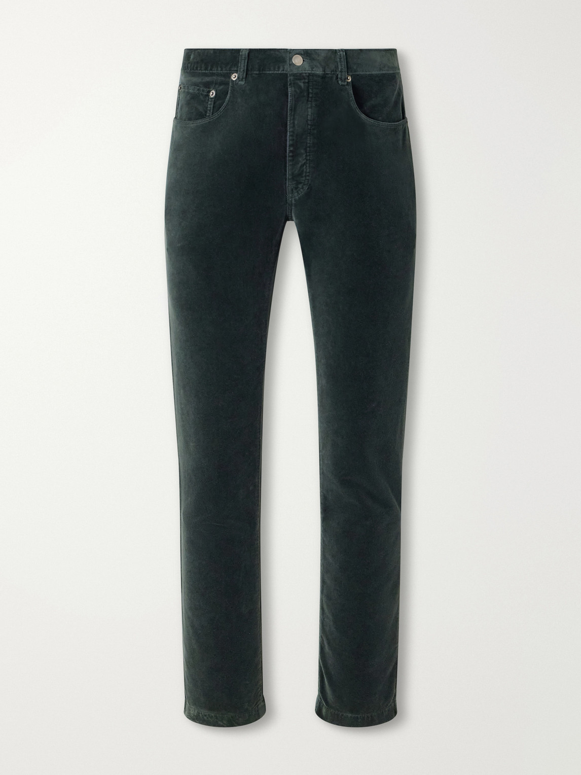 Slim-Leg Cotton-Velvet Trousers