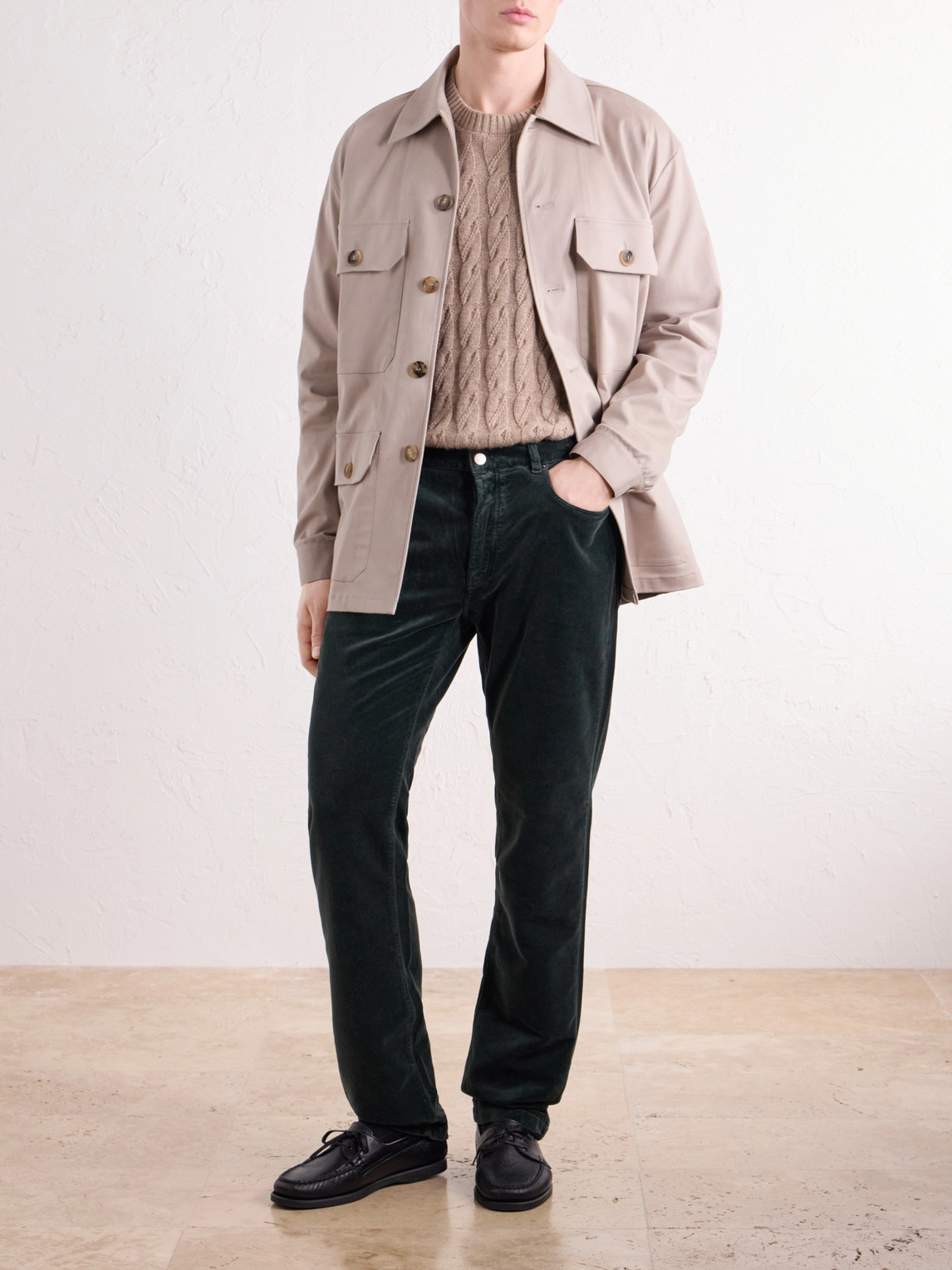 Slim-Leg Cotton-Velvet Trousers