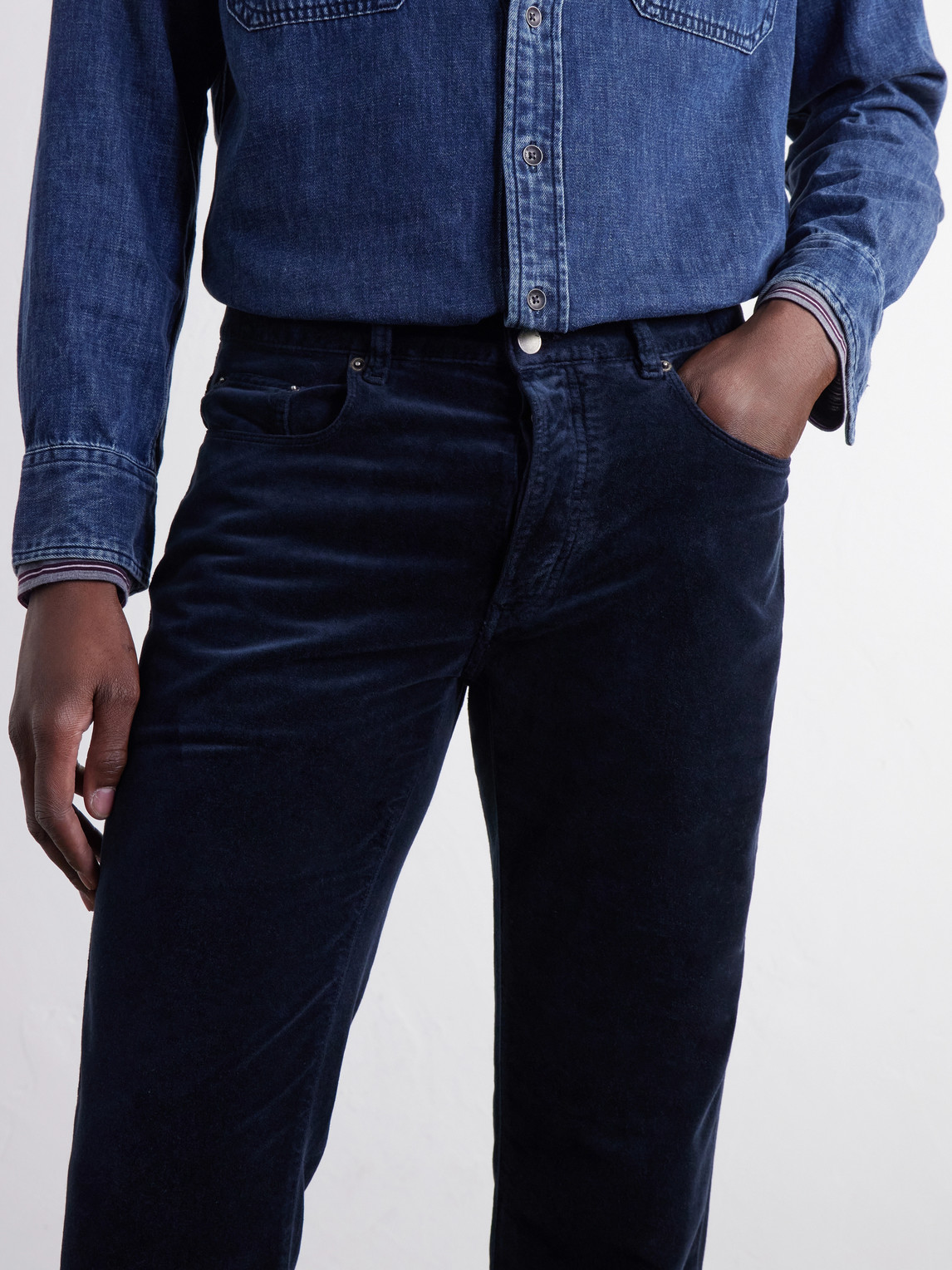 Straight-Leg Cotton-Velvet Trousers