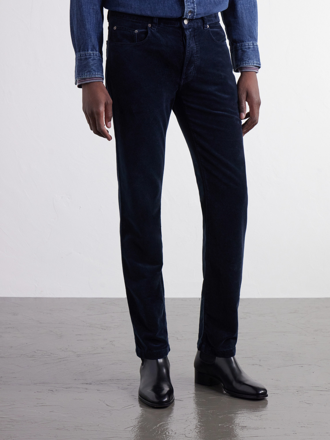 Straight-Leg Cotton-Velvet Trousers
