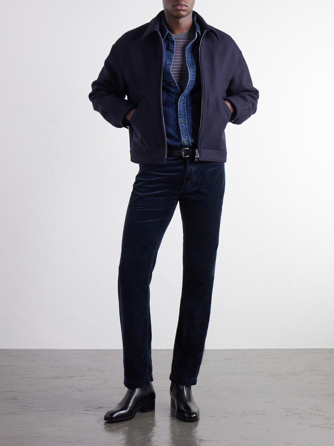 Straight-Leg Cotton-Velvet Trousers