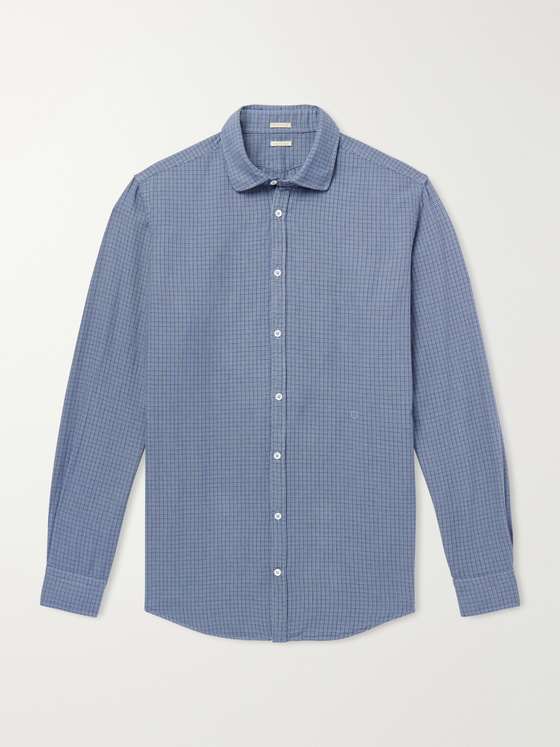 Massimoalba Canary Checked Cotton-Flannel Shirt