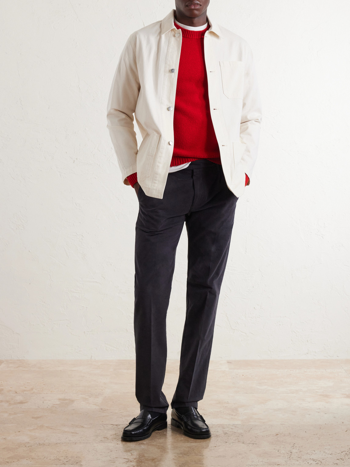 Ionio2 Straight-Leg Cotton-Blend Trousers
