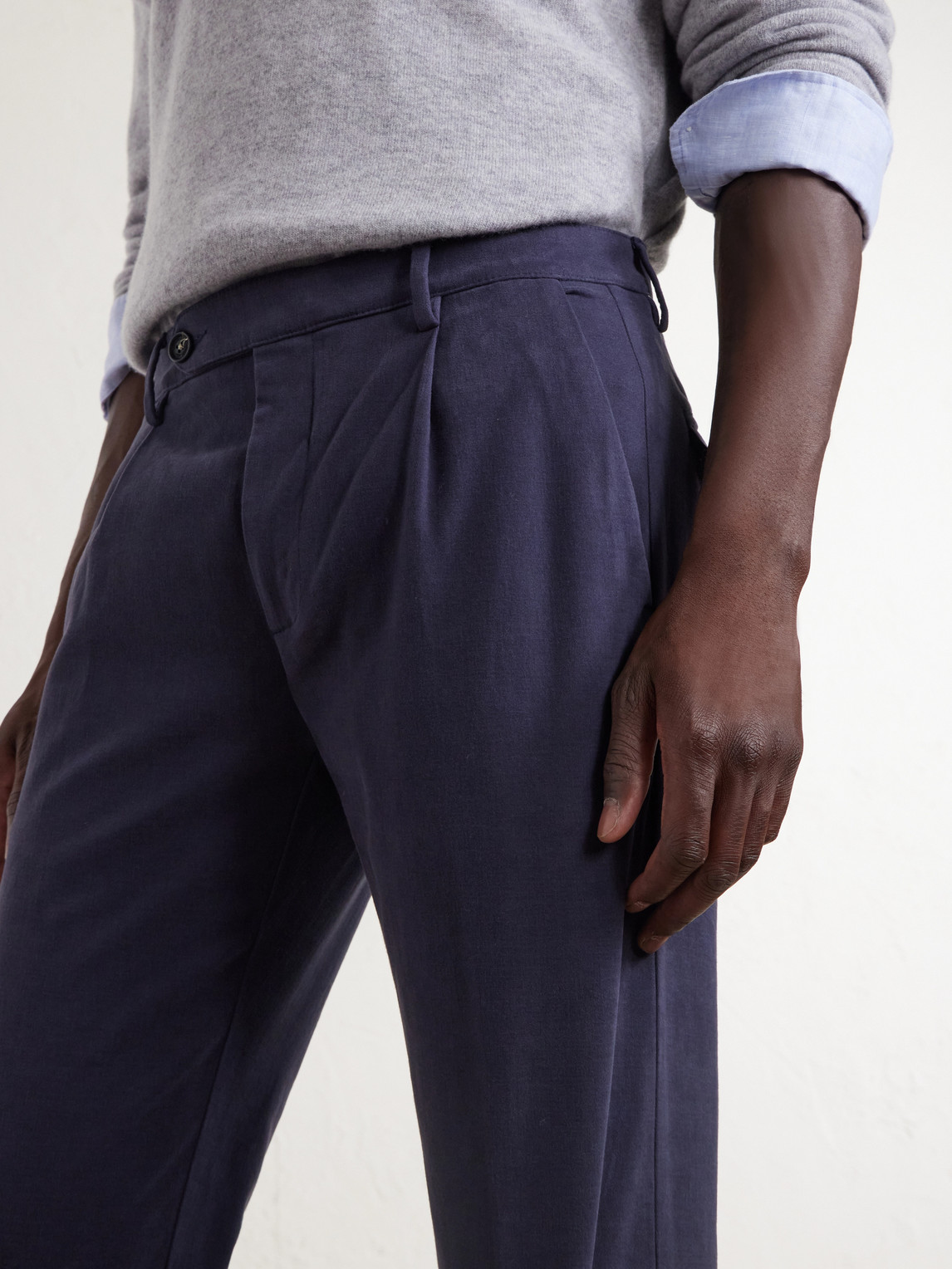 Ionio2 Straight-Leg Cotton-Blend Trousers