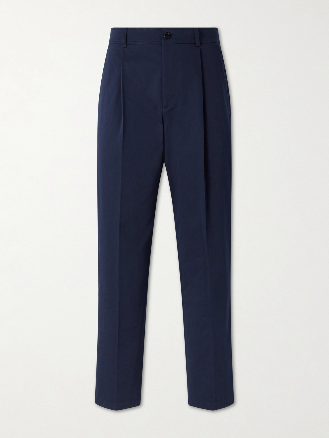 Valentino Garavani VLogo Straight-Leg Pleated Cotton-Gabardine Trousers IT 50