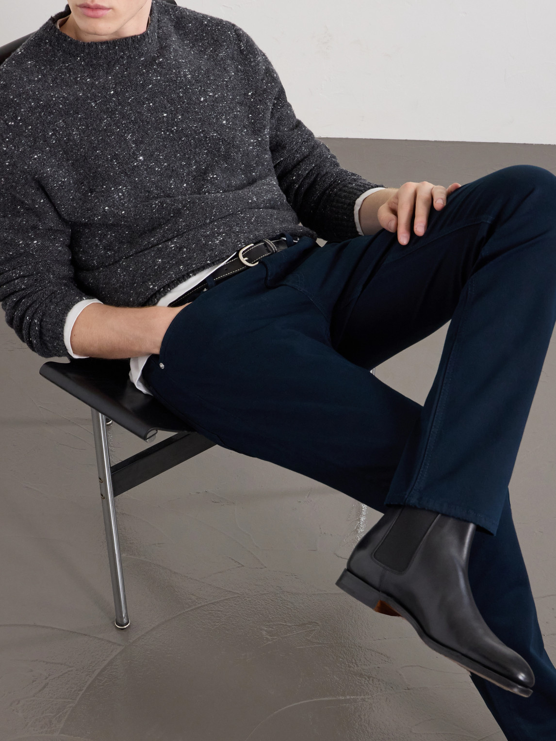 Straight-Leg Twill Trousers