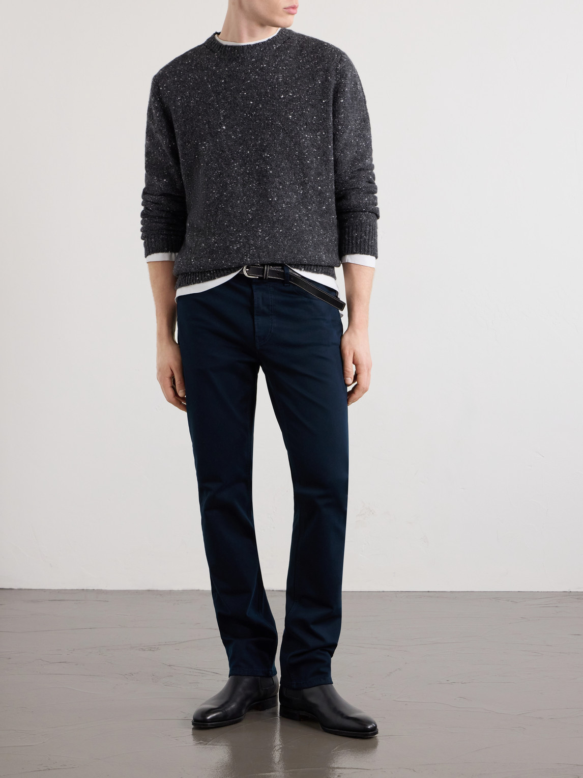 Straight-Leg Twill Trousers