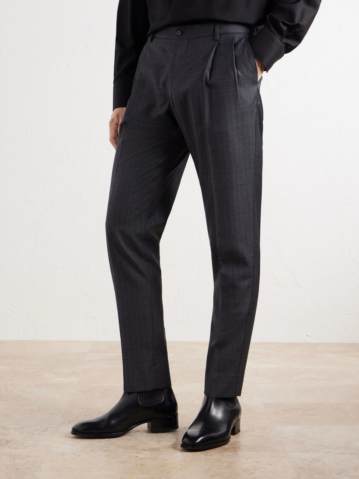 Dolce&Gabbana - Straight-Leg Pleated Pinstriped Virgin Wool Trousers