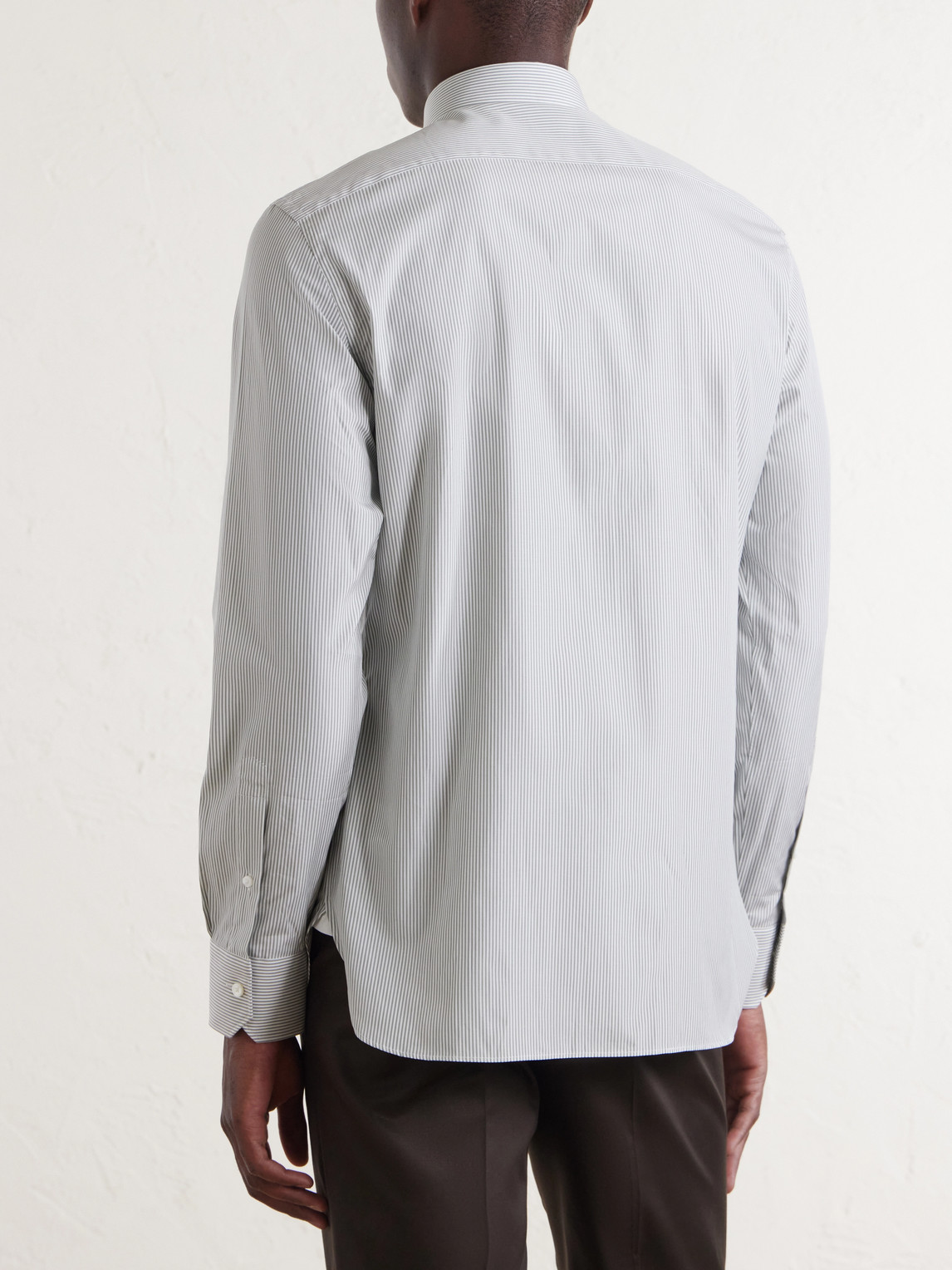 Trofeo Classic-Collar Striped Cotton-Poplin Shirt