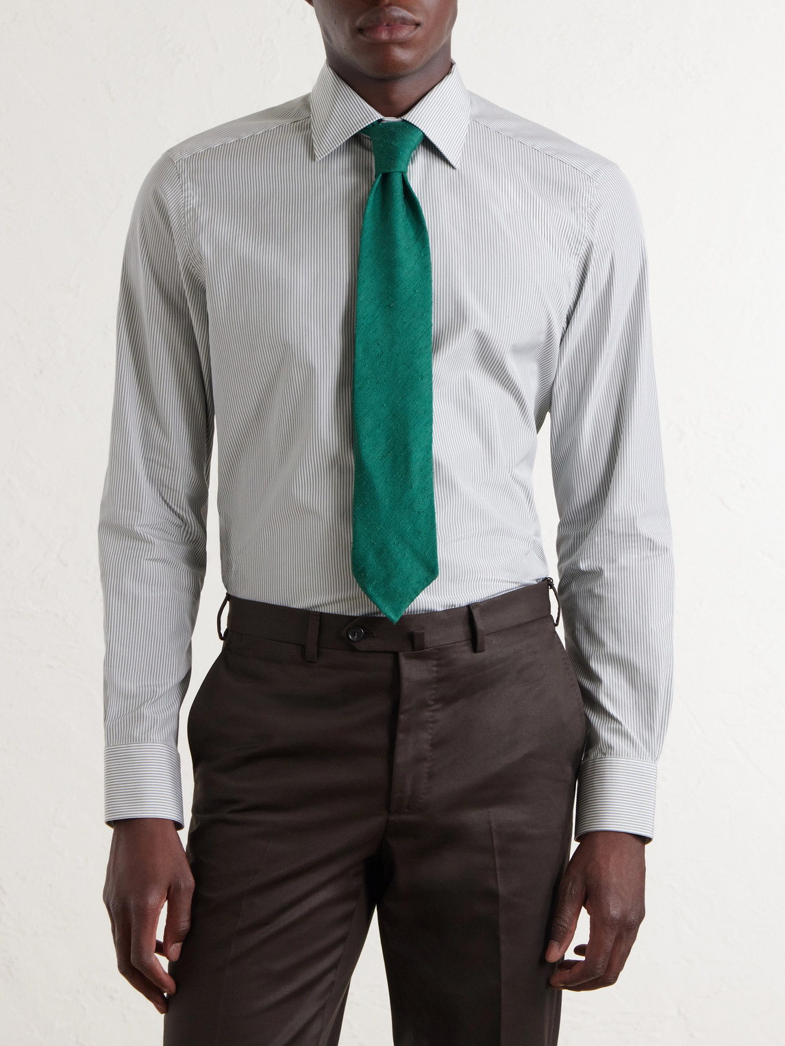 Trofeo Classic-Collar Striped Cotton-Poplin Shirt