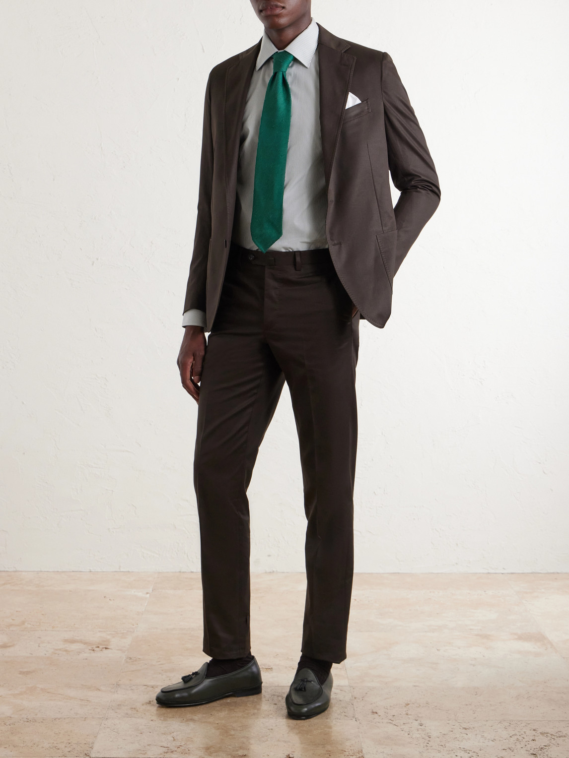 Trofeo Classic-Collar Striped Cotton-Poplin Shirt