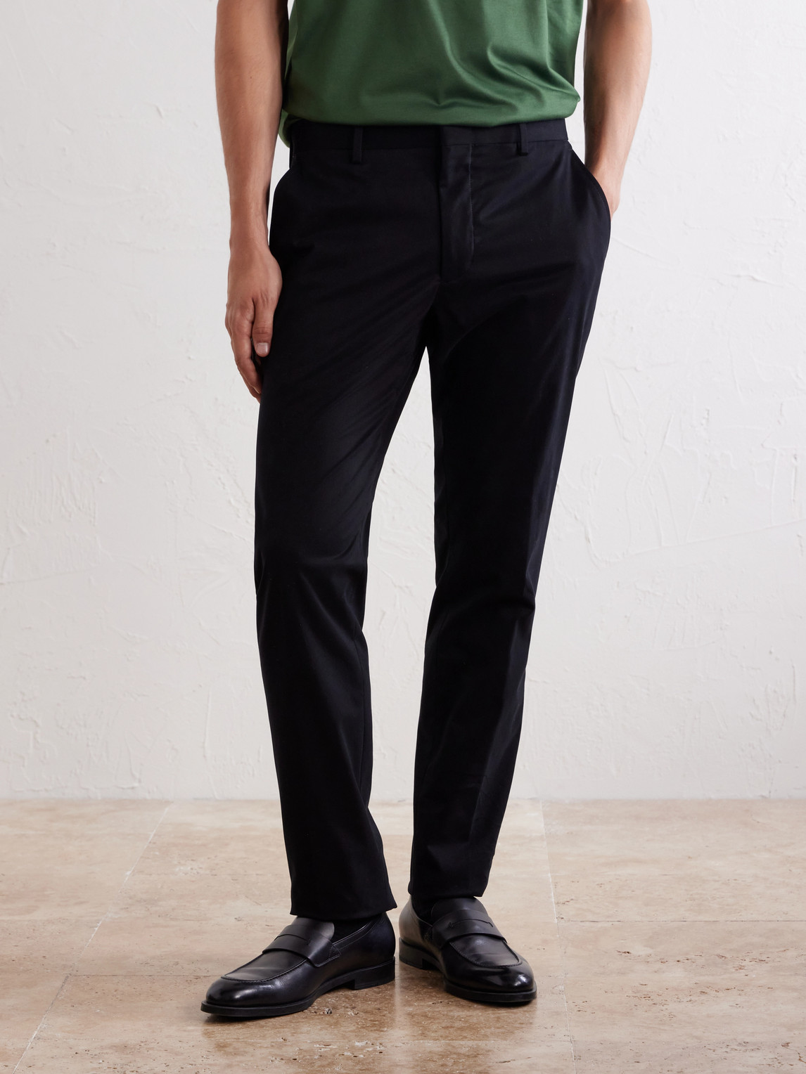 Straight-Leg Stretch Cotton-Twill Trousers