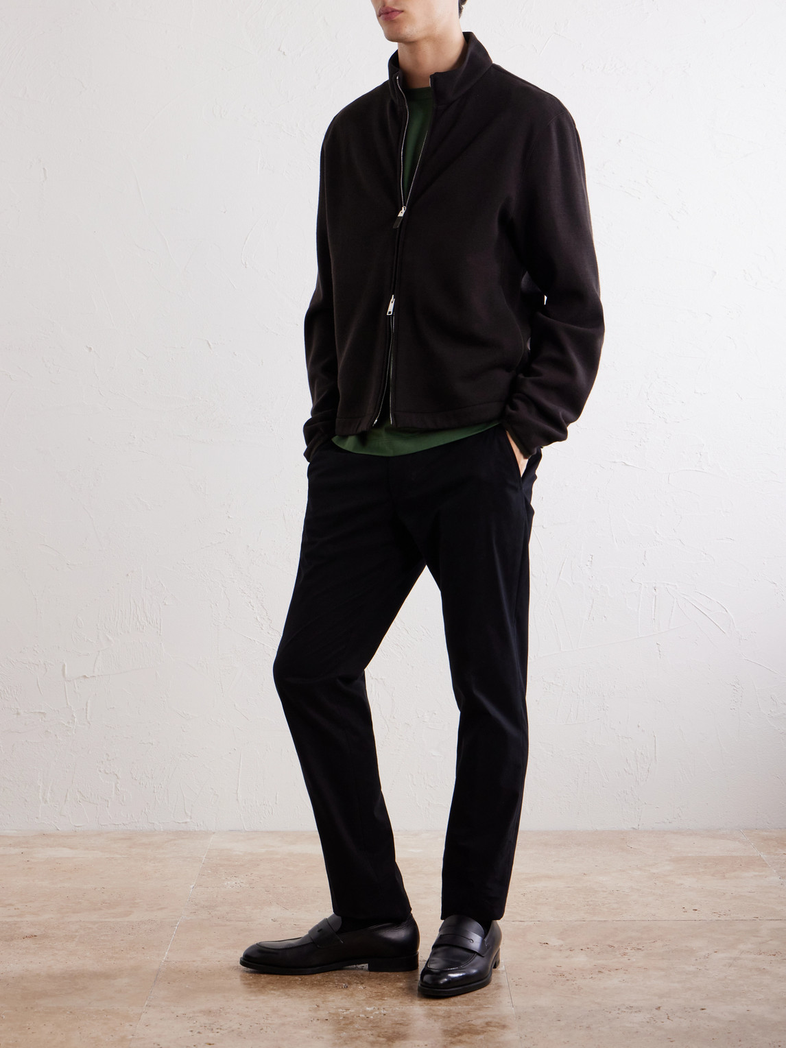 Straight-Leg Stretch Cotton-Twill Trousers