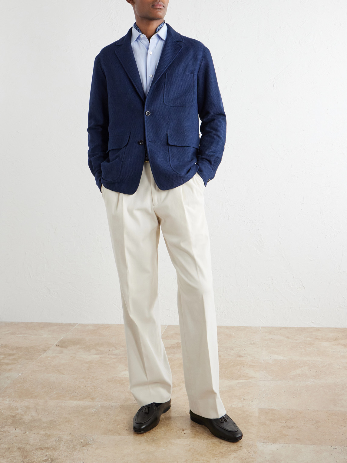 Purple Label - Cotton-Blend Waffle-Knitted Blazer