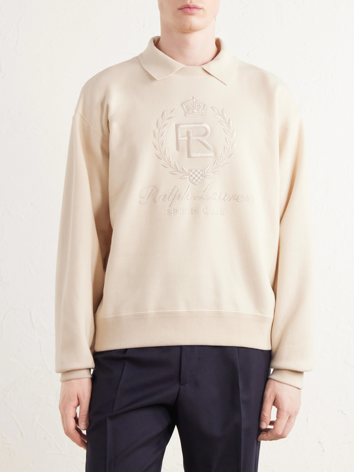 Purple Label - Logo-Embroidered Cotton-Jersey Polo Sweatshirt