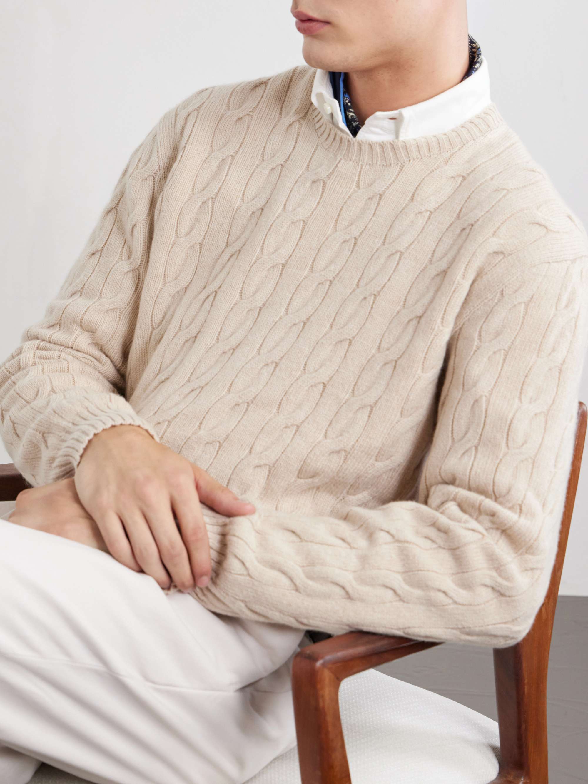 RALPH LAUREN PURPLE LABEL Cashmere Cable-Knit Sweater for Men | MR