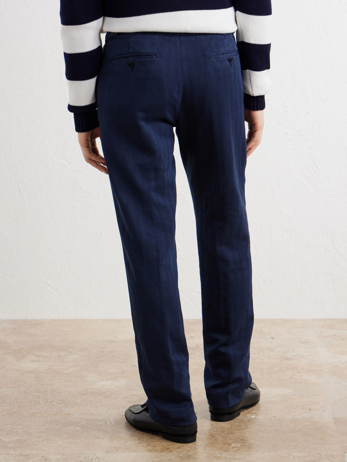 Purple Label - Gregory Straight-Leg Herringbone Cotton And Linen-Blend Trousers