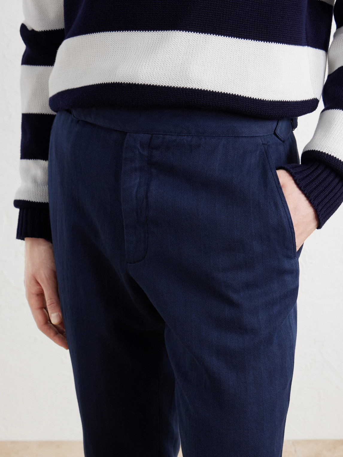 Purple Label - Gregory Straight-Leg Herringbone Cotton And Linen-Blend Trousers