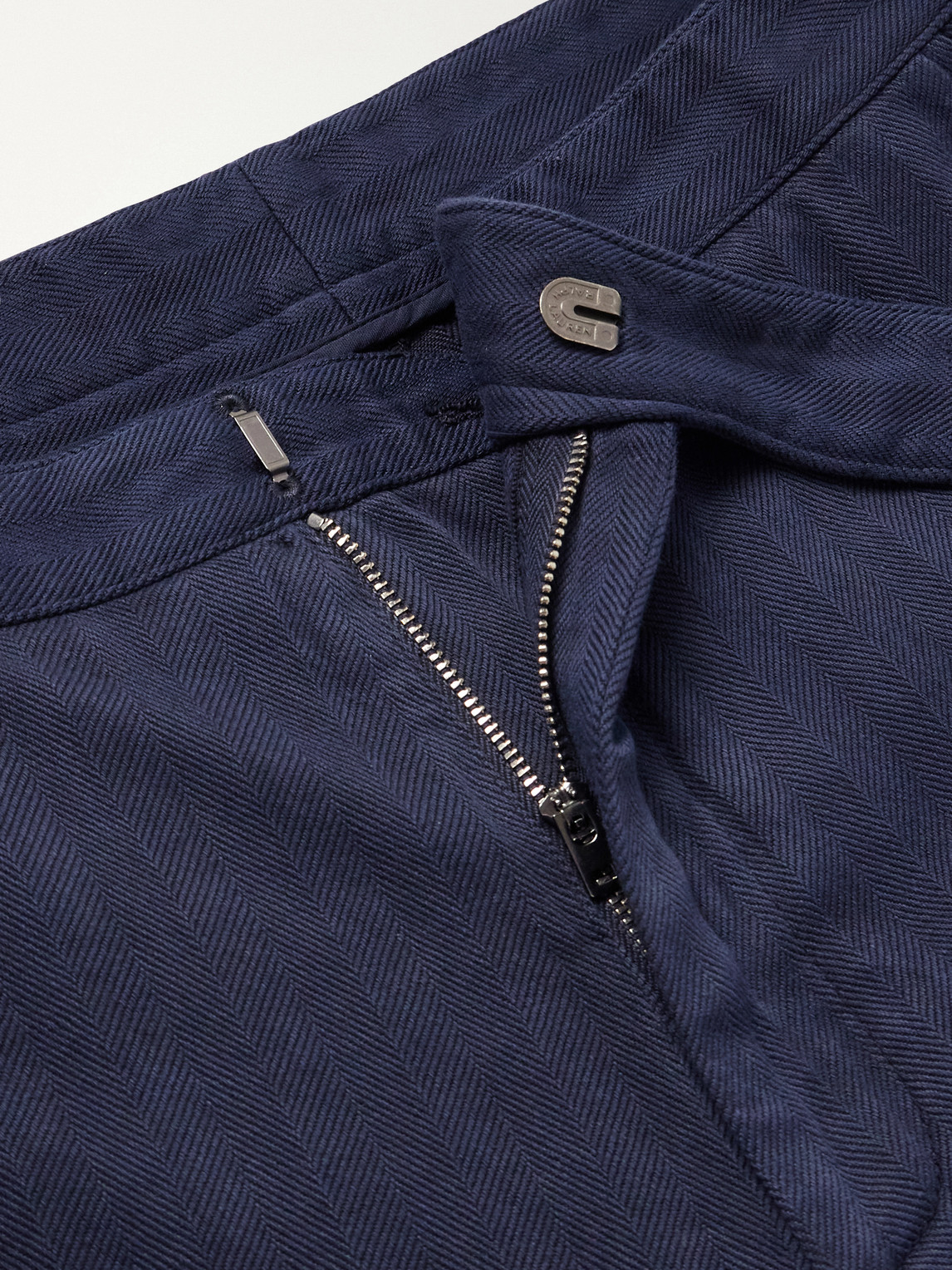 Purple Label - Gregory Straight-Leg Herringbone Cotton And Linen-Blend Trousers