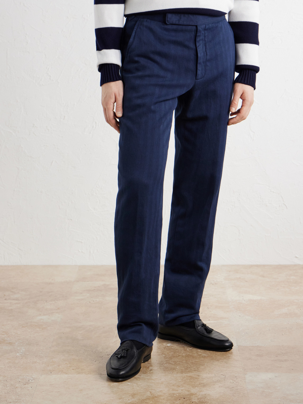 Purple Label - Gregory Straight-Leg Herringbone Cotton And Linen-Blend Trousers