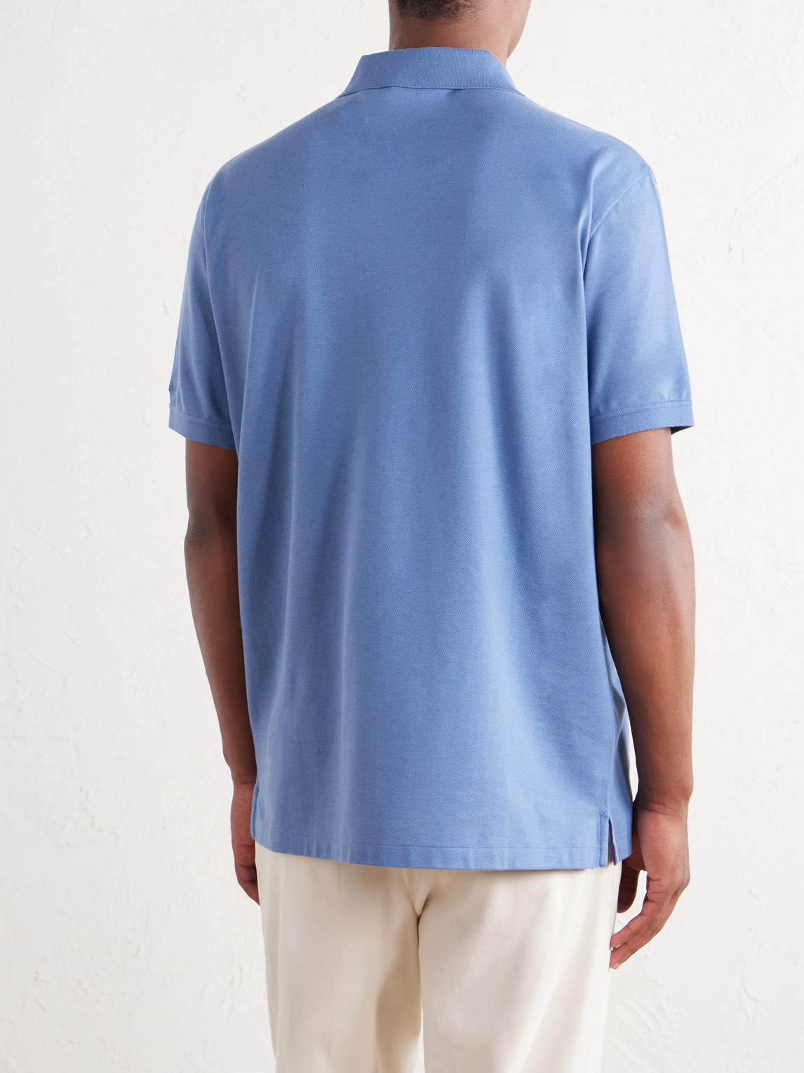 Purple Label - Johnny-Collar Cotton And Cashmere-Blend Piqué Polo Shirt