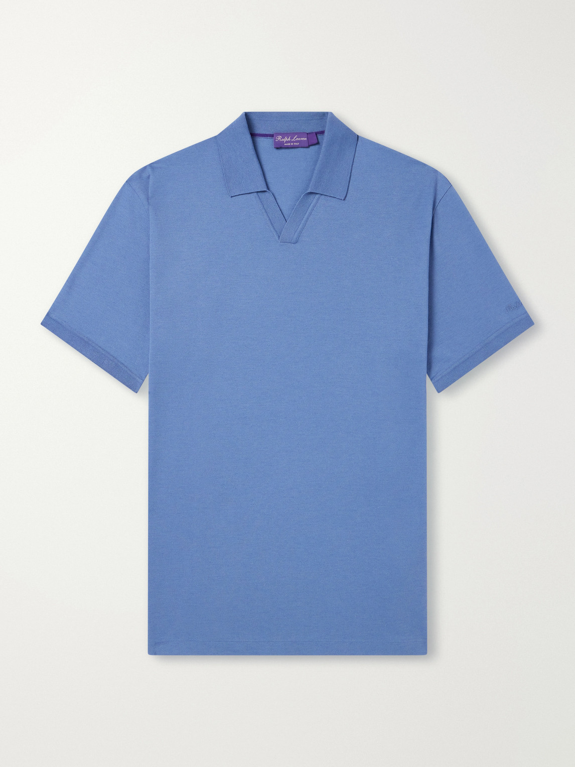 Purple Label - Johnny-Collar Cotton And Cashmere-Blend Piqué Polo Shirt