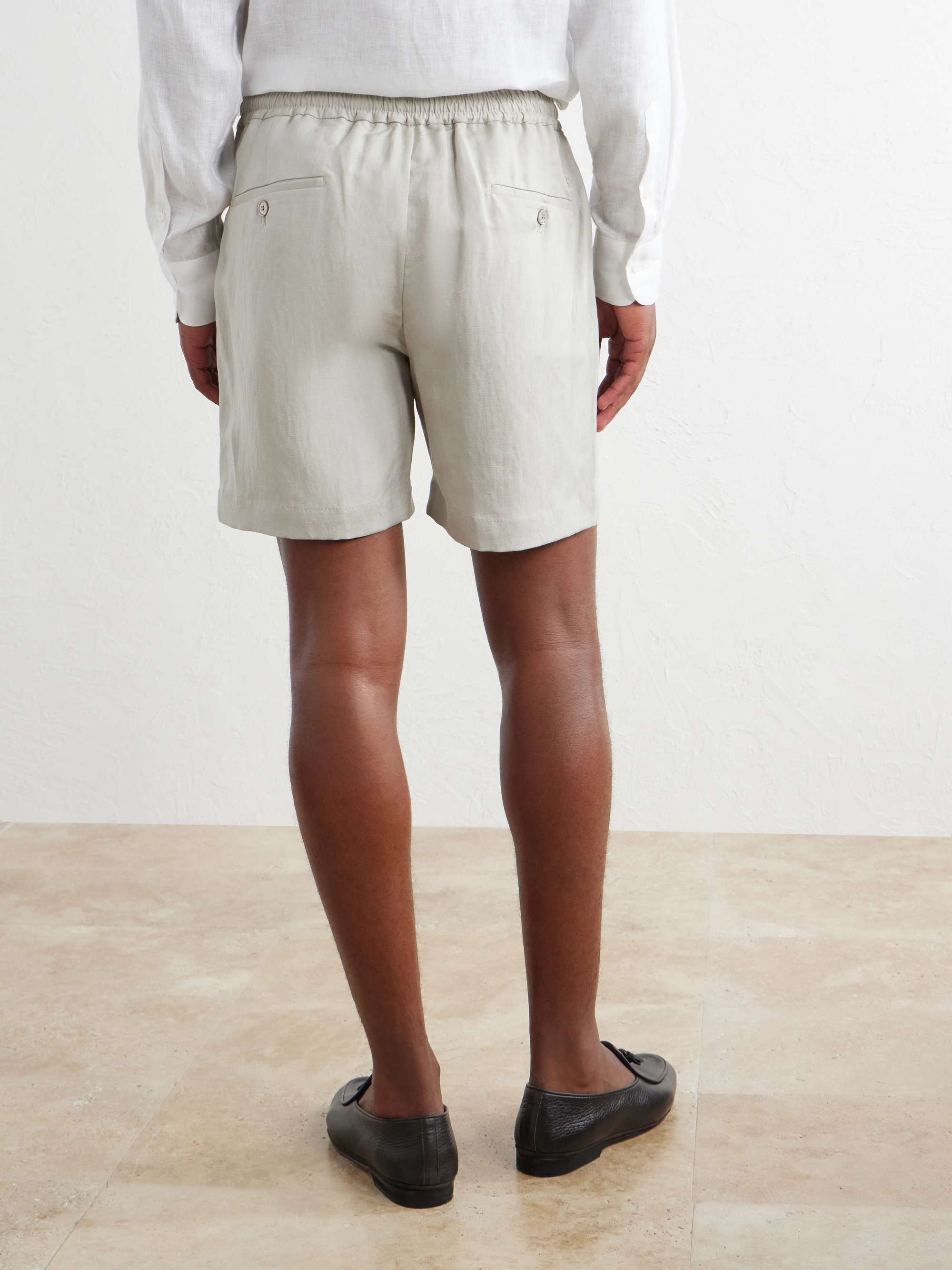 RALPH LAUREN PURPLE LABEL Wide-Leg Silk and Linen-Blend Shorts for