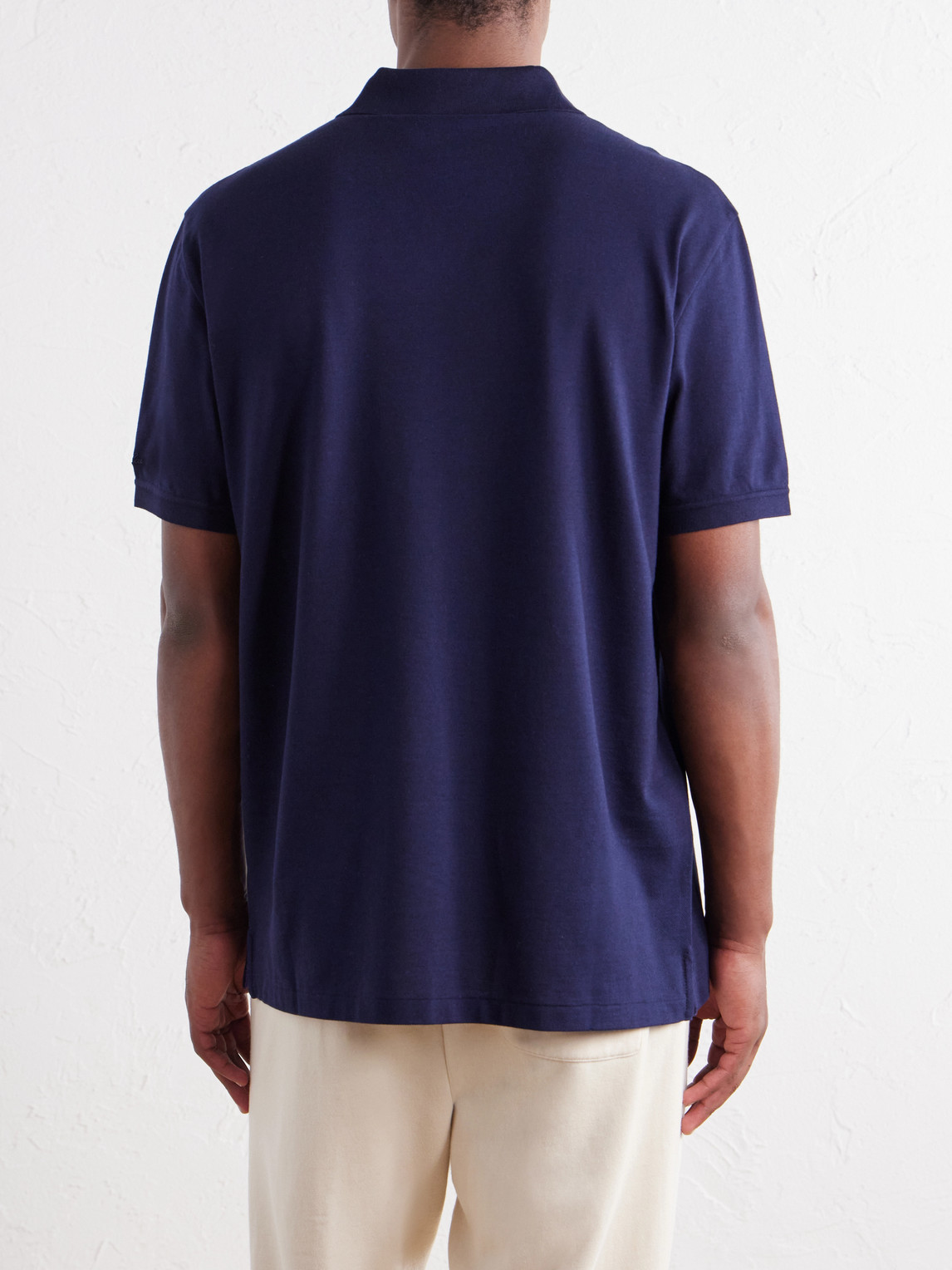 Purple Label - Johnny-Collar Cotton And Cashmere-Blend Piqué Polo Shirt