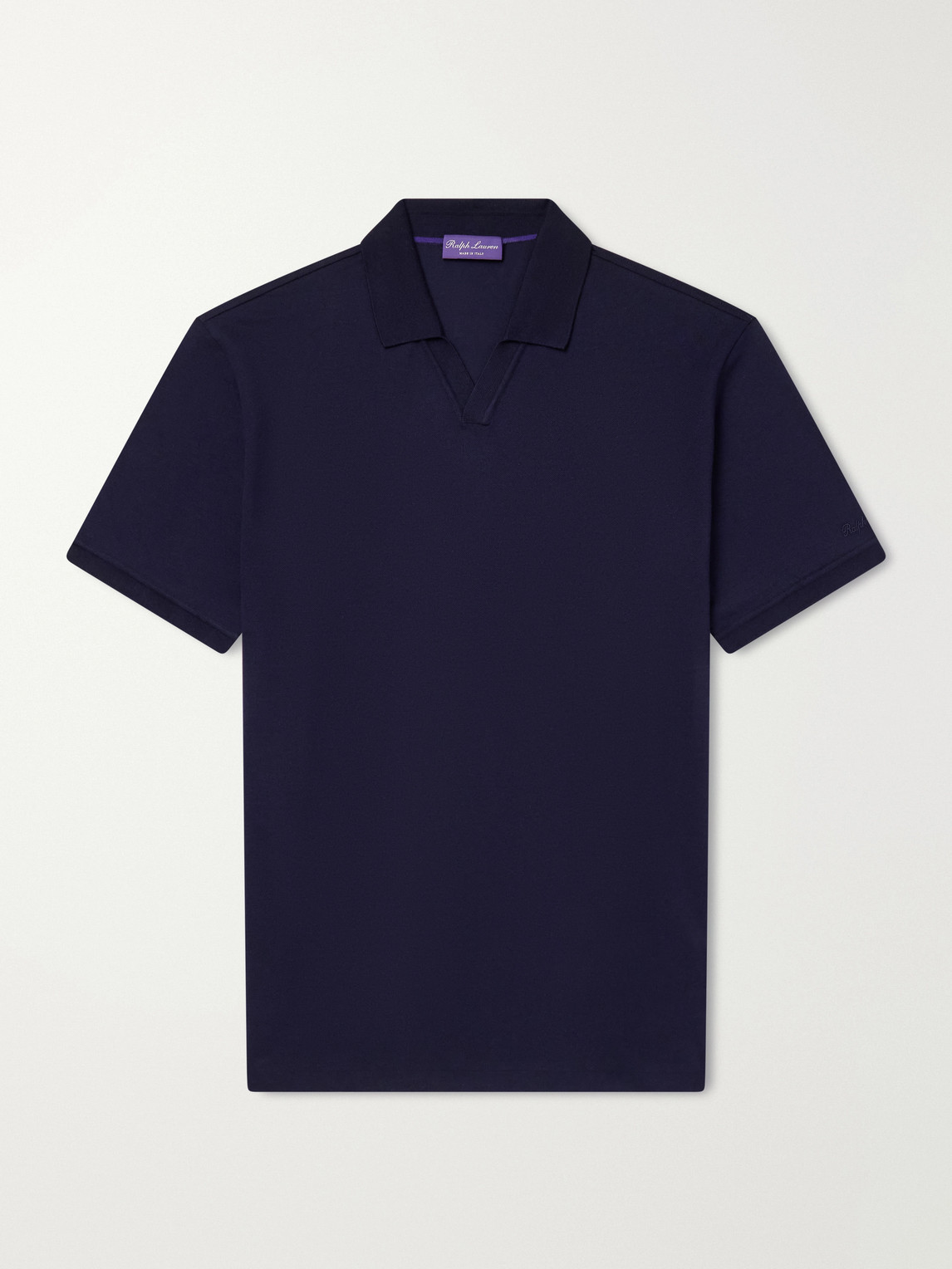 Purple Label - Johnny-Collar Cotton And Cashmere-Blend Piqué Polo Shirt