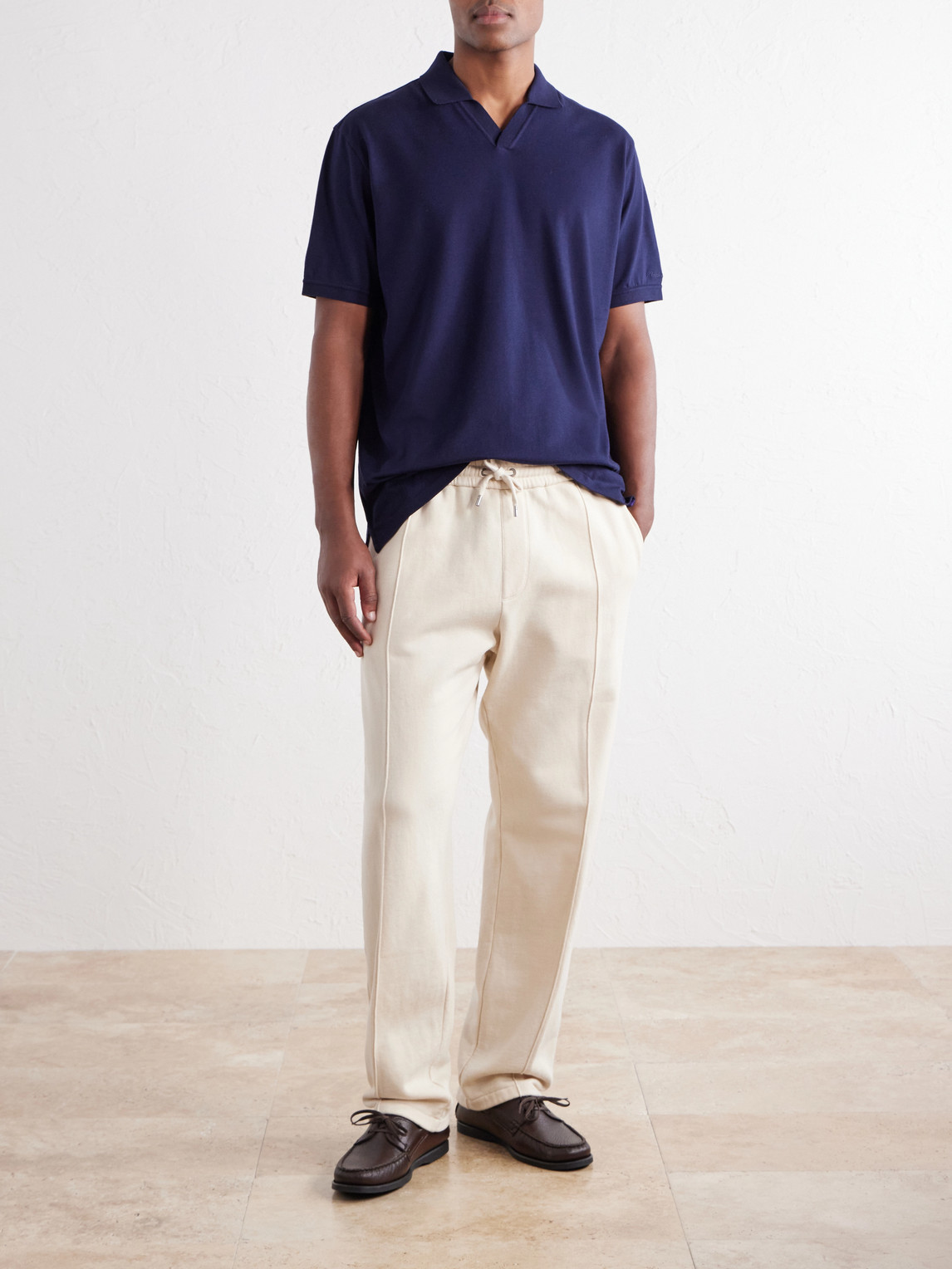 Purple Label - Johnny-Collar Cotton And Cashmere-Blend Piqué Polo Shirt