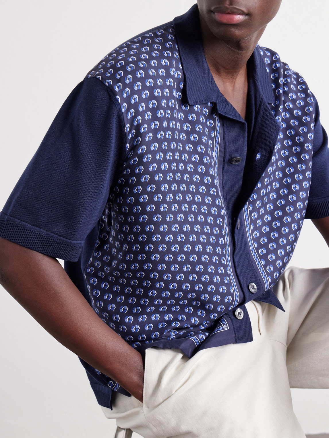 Purple Label - Camp-Collar Printed Silk And Cotton-Blend Twill Shirt
