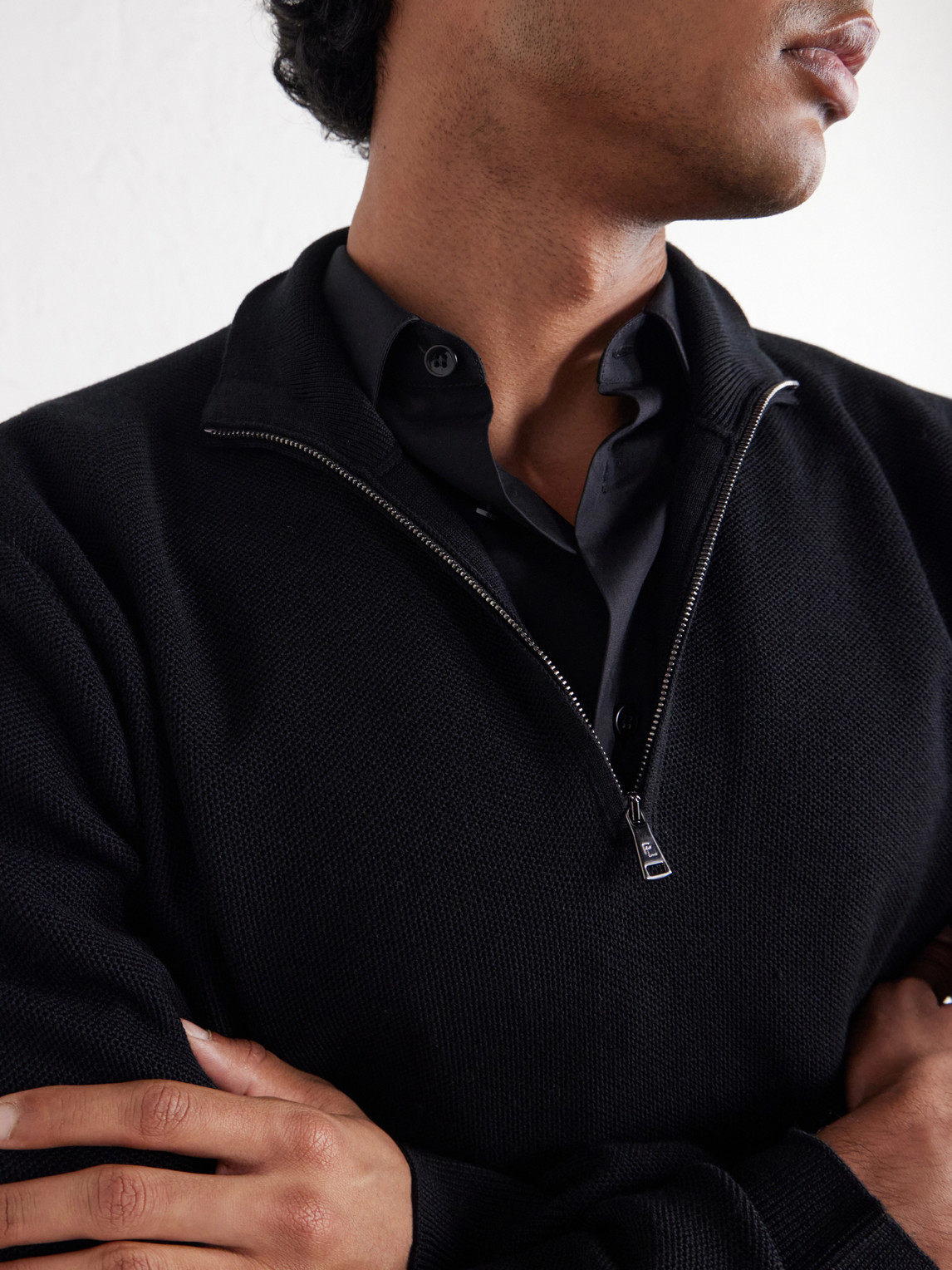 Purple Label - Wool-Piqué Half-Zip Sweater