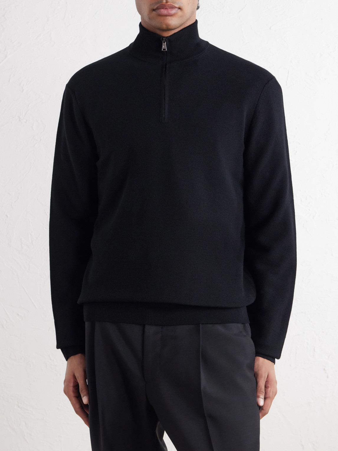 Purple Label - Wool-Piqué Half-Zip Sweater