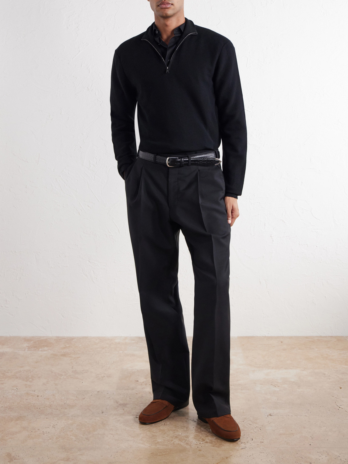 Purple Label - Wool-Piqué Half-Zip Sweater