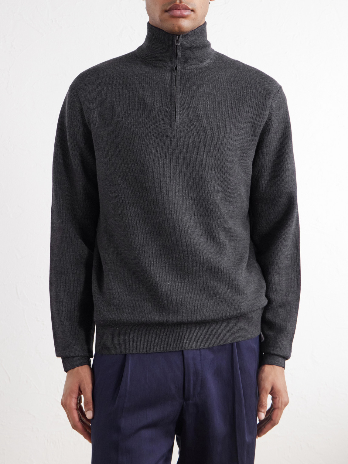 Purple Label - Wool-Piqué Half-Zip Sweater