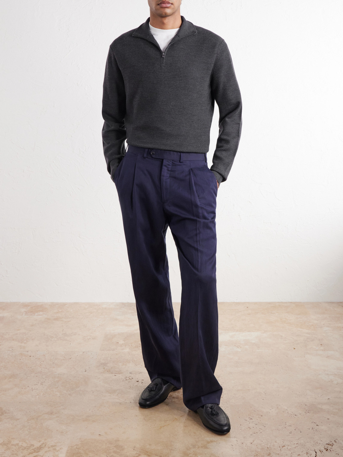 Purple Label - Wool-Piqué Half-Zip Sweater