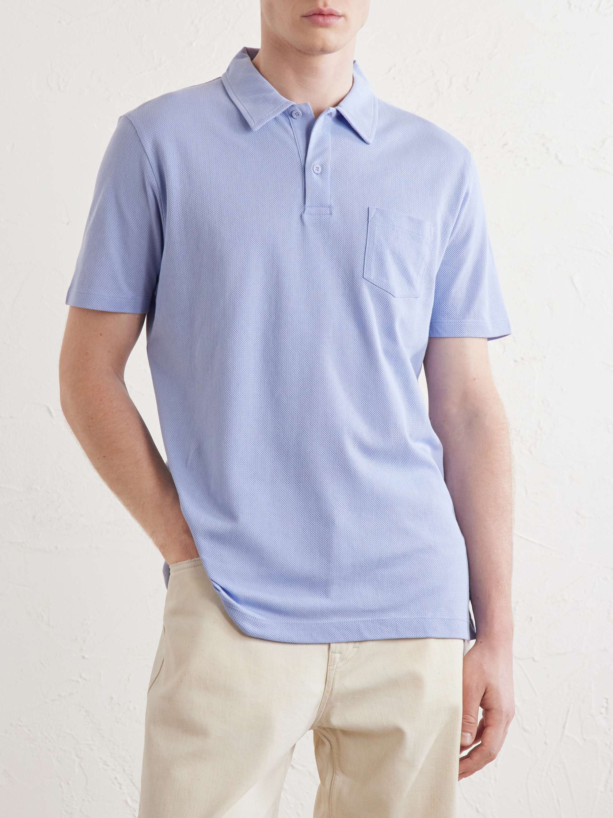 SUNSPEL Riviera Slim-Fit Cotton-Mesh Polo Shirt