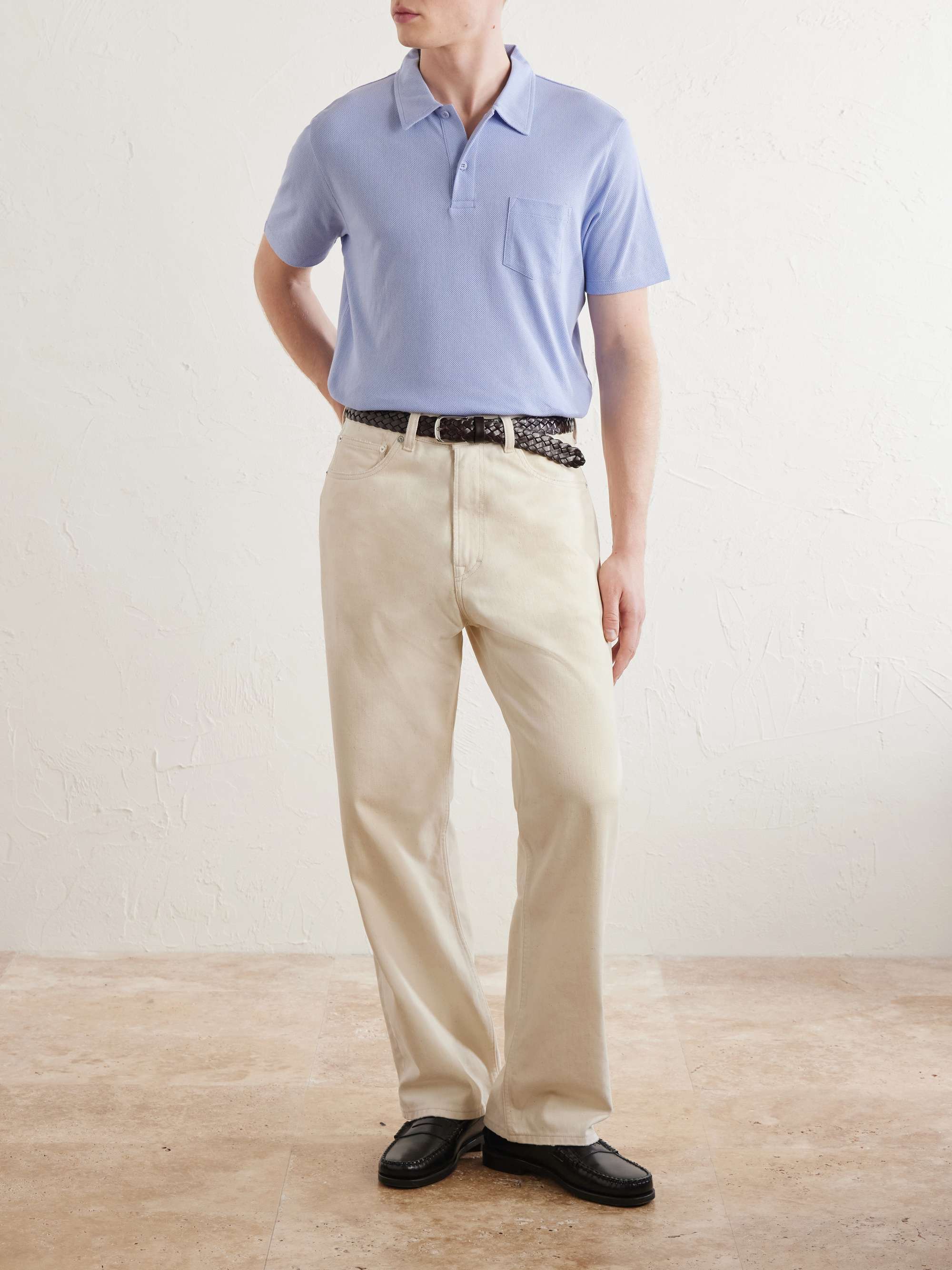 SUNSPEL Riviera Slim-Fit Cotton-Mesh Polo Shirt